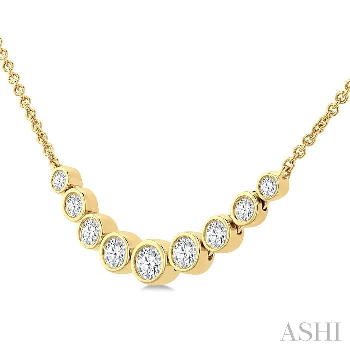 Bezel Set Graduated Diamond Smile Necklace