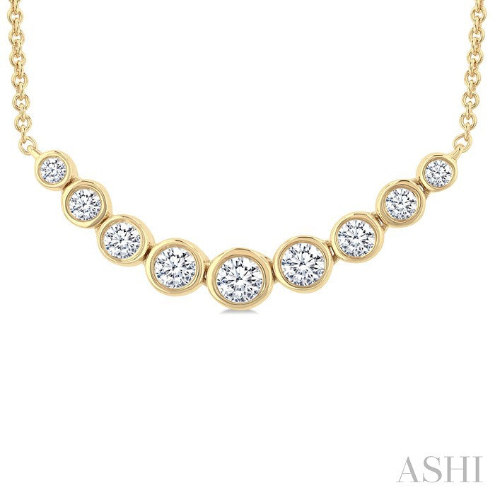 Bezel Set Graduated Diamond Smile Necklace