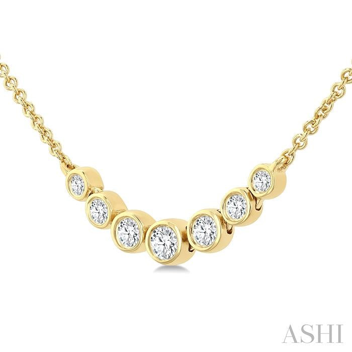 Bezel Set Graduated Diamond Smile Necklace