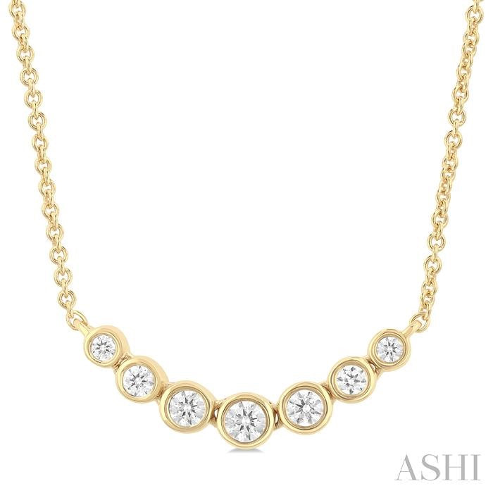 Bezel Set Graduated Diamond Smile Necklace