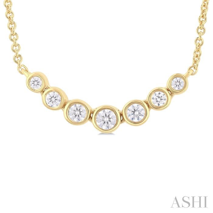 Bezel Set Graduated Diamond Smile Necklace