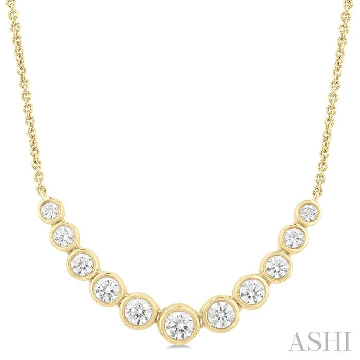 Bezel Set Graduated Diamond Smile Necklace