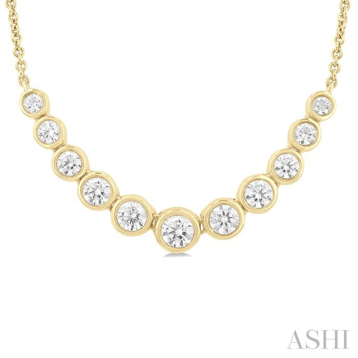 Bezel Set Graduated Diamond Smile Necklace
