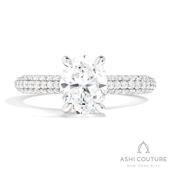 Couture 3-Row Pave Oval Semi-Mount Engagement Ring
