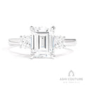 Couture 3-Stone Emerald Semi-Mount Engagement Ring With Round Side Diamonds