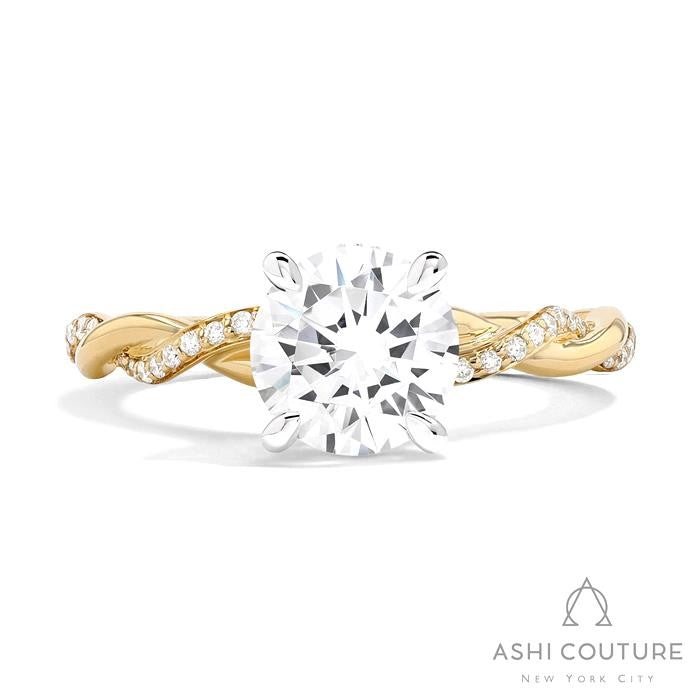 Couture Alternate Diamond Twisted Round Semi-Mount Engagement Ring