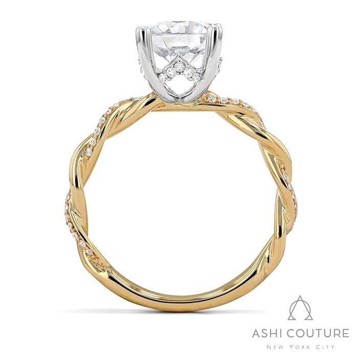 Couture Alternate Diamond Twisted Round Semi-Mount Engagement Ring
