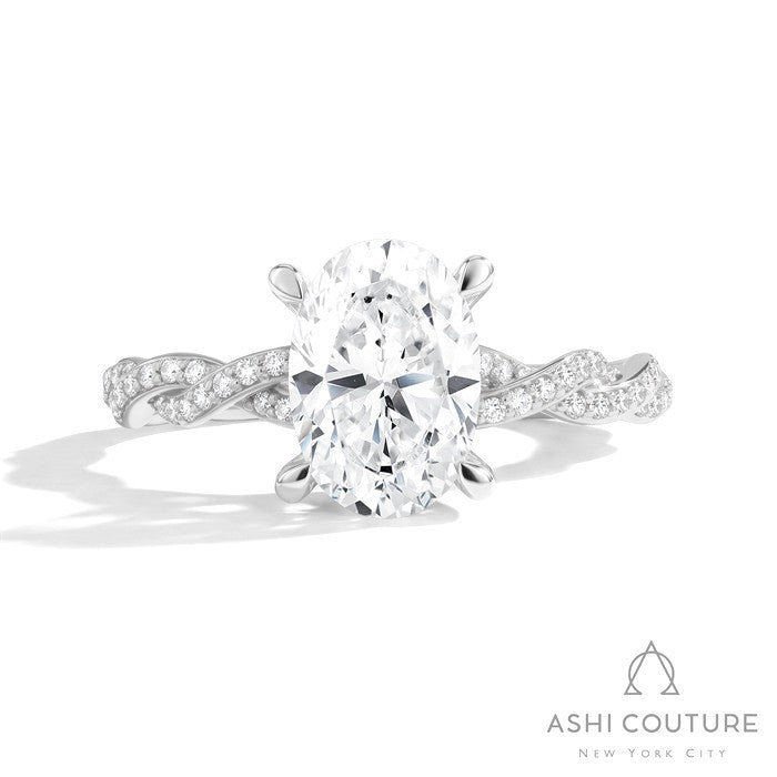 Couture Diamond Twisted Oval Semi-Mount Engagement Ring