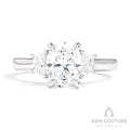 Couture Oval 3-Stone Semi-Mount Engagement Ring With Trap Side Diamonds