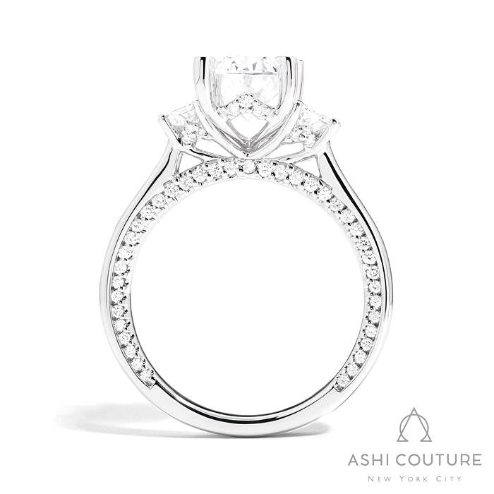 Couture Oval 3-Stone Semi-Mount Engagement Ring With Trap Side Diamonds