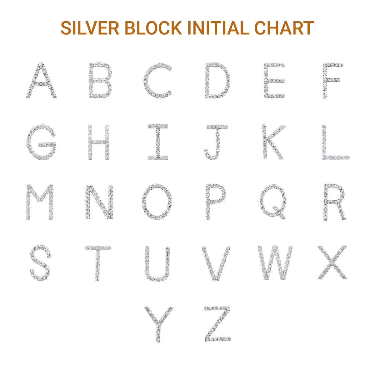 Silver Block 'W' Initial Diamond Pendant