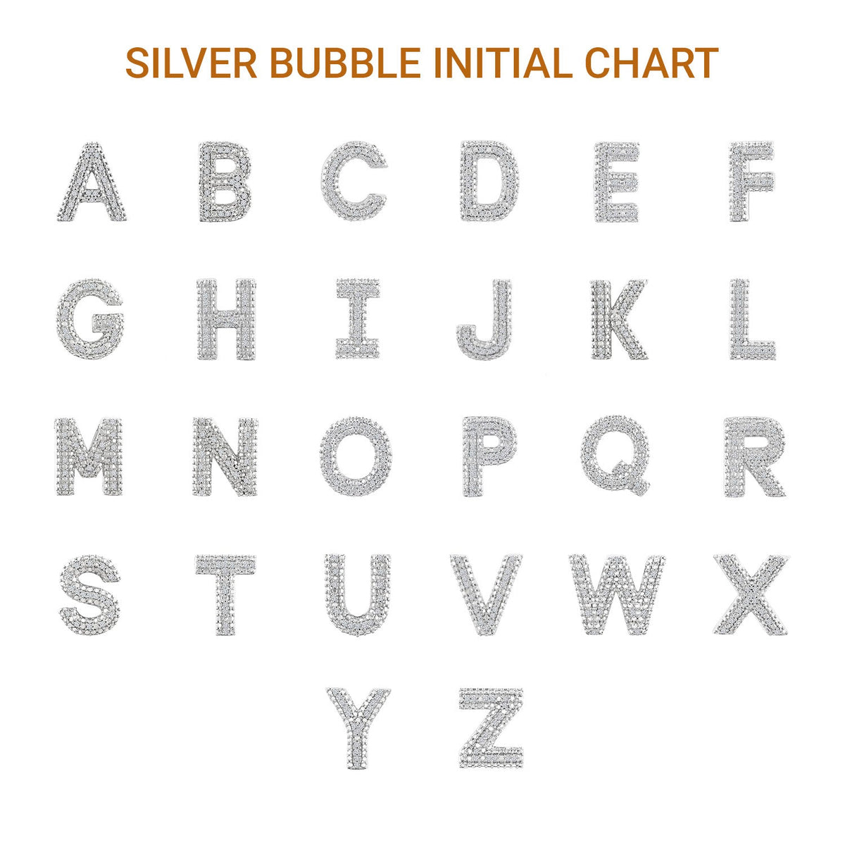 Silver Bubble 'L' Initial Diamond Pendant