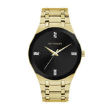 Men's Wittnauer Diamond Accent Gold-Tone Watch with Black Dial