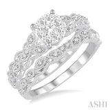 3/8 Ctw Round Cut Diamond Lovebright Bridal Set with 1/3 Ctw Engagement Ring and 1/20 Ctw Wedding Band in 14K White Gold