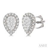 1/3 Ctw Pear Shape Lovebright Diamond Stud Earrings in 14K White Gold