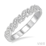 1/10 ctw Slanted Conjoined Pods Round Cut Diamond Stack Band in 14K White Gold