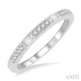 1/6 ctw Panel Baguette and Round Cut Diamond Wedding Band in 14K White Gold