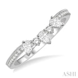 3/8 ctw Pear and Round Cut Diamond Wedding Band in 14K White Gold