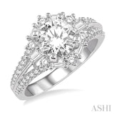 3/4 Ctw Diamond Semi-Mount Halo Engagement Ring in 14K White Gold