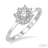 1/3 ctw Floral Diamond Ladies Fashion Ring With 1/4 ctw Round Cut Center Stone in 14K White Gold