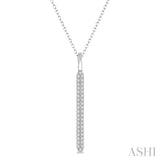 1/4 ctw Rounded Bar Round Cut Diamond Pendant With Chain in 14K White Gold