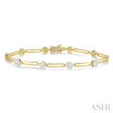 1 1/5 Ctw Lovebright Round Cut Diamond Paper Clip Link Bracelet in 14K Yellow and White Gold