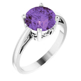 14K White Natural Amethyst Ring