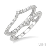 1/3 ctw Chevron Baguette and Round Cut Diamond Insert Ring in 14K White Gold