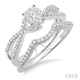 1/2 Ctw Diamond Lovebright Wedding Set with 3/8 Ctw Round Cut Engagement Ring and 1/8 Ctw Wedding Band in 14K White Gold