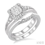1/2 Ctw Diamond Lovebright Wedding Set with 1/2 Ctw Engagement Ring and 1/20 Ctw Wedding Band in 14K White Gold