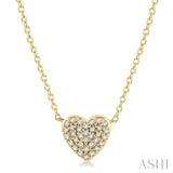 1/8 ctw Heart Charm Round Cut Diamond Necklace in 10K Yellow Gold