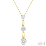1/2 ctw Lovebright Round Cut Diamond Paper Clip Link Pendant With Chain in 14K Yellow and White Gold