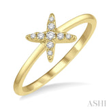 1/10 ctw Floral Round Cut Diamond Petite Fashion Ring in 10K Yellow Gold