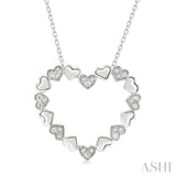 1/20 ctw Puffed Heart Plain and Round Cut Diamond Fashion Pendant With Chain in Silver