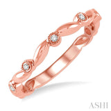 1/20 ctw Curvy Leaf and Circular Mount Round Cut Diamond Stackable Fashion Band in 14K Rose Gold