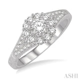 5/8 Ctw Diamond Engagement Ring with 1/4 Ct Round Cut Center Stone in 14K White Gold