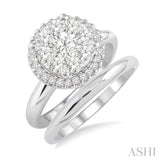 3/4 Ctw Diamond Lovebright Wedding Set with 3/4 Ctw Engagement Ring and Shadow Band in 14K White Gold