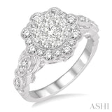 7/8 Ctw Diamond Lovebright Engagement Ring in 14K White Gold