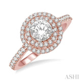 1/4 ct Semi-Mount Round Cut Diamond Engagement Ring in 14K Rose and White Gold
