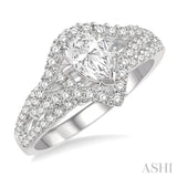 5/8 ctw Pear Semi-Mount Round Cut Diamond Engagement Ring in 14K White Gold