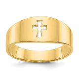 14k Polished Cut-out Cross Ring