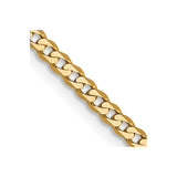 14K 18 inch 2.2mm Flat Beveled Curb with Lobster Clasp Chain