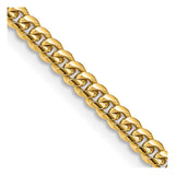 14K 18 inch 3.5mm Solid Miami Cuban Link with Lobster Clasp Chain