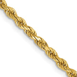 14K 22 inch 2.5mm Semi Solid Diamond-cut Rope with Lobster Clasp Chain