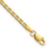 14K 10 inch 2.4mm Concave Anchor with Lobster Clasp Chain