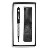 Luxury Giftware Black Crystal Filled Ballpoint Pen with Matching Vinyl Pouch Set